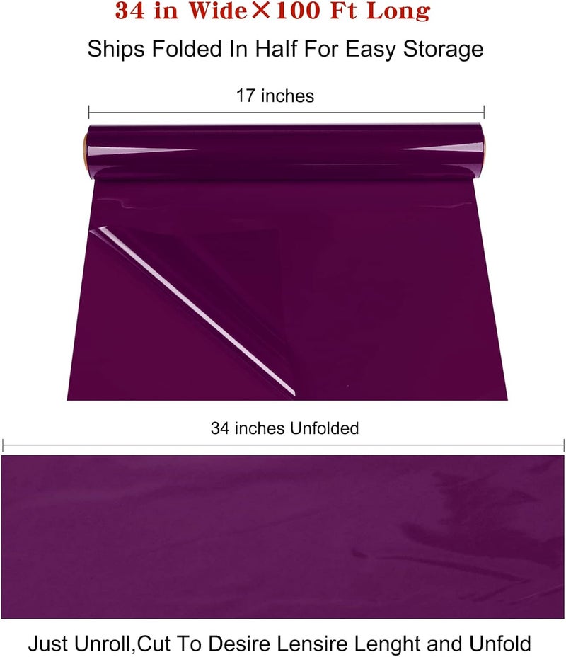 Giiffu Cellophane Wrap Roll-Purple Gift Wrapping Paper Roll 34 In Wide X 100 Ft Long, 3 Mil Thick Plastic Cello Translucent Wrapping Paper for Baskets, Hampers, Flower Bouquets, Treats, DIY Arts Crafts Décor - Image 2